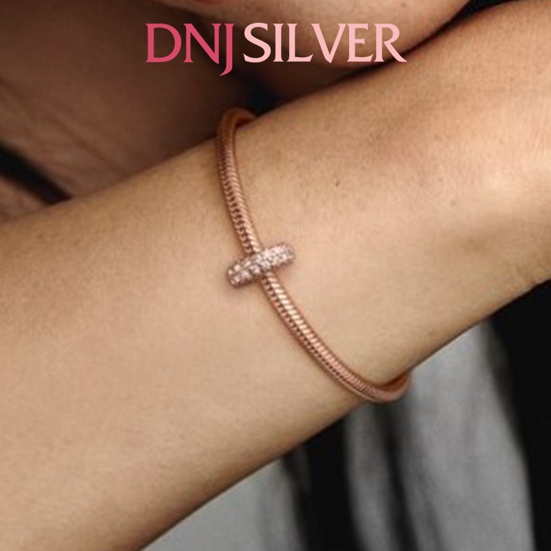 Charm bạc 925 cao cấp, hàng chuẩn bạc - Charm Rose Pave thích hợp để mix vòng tay charm - DN208