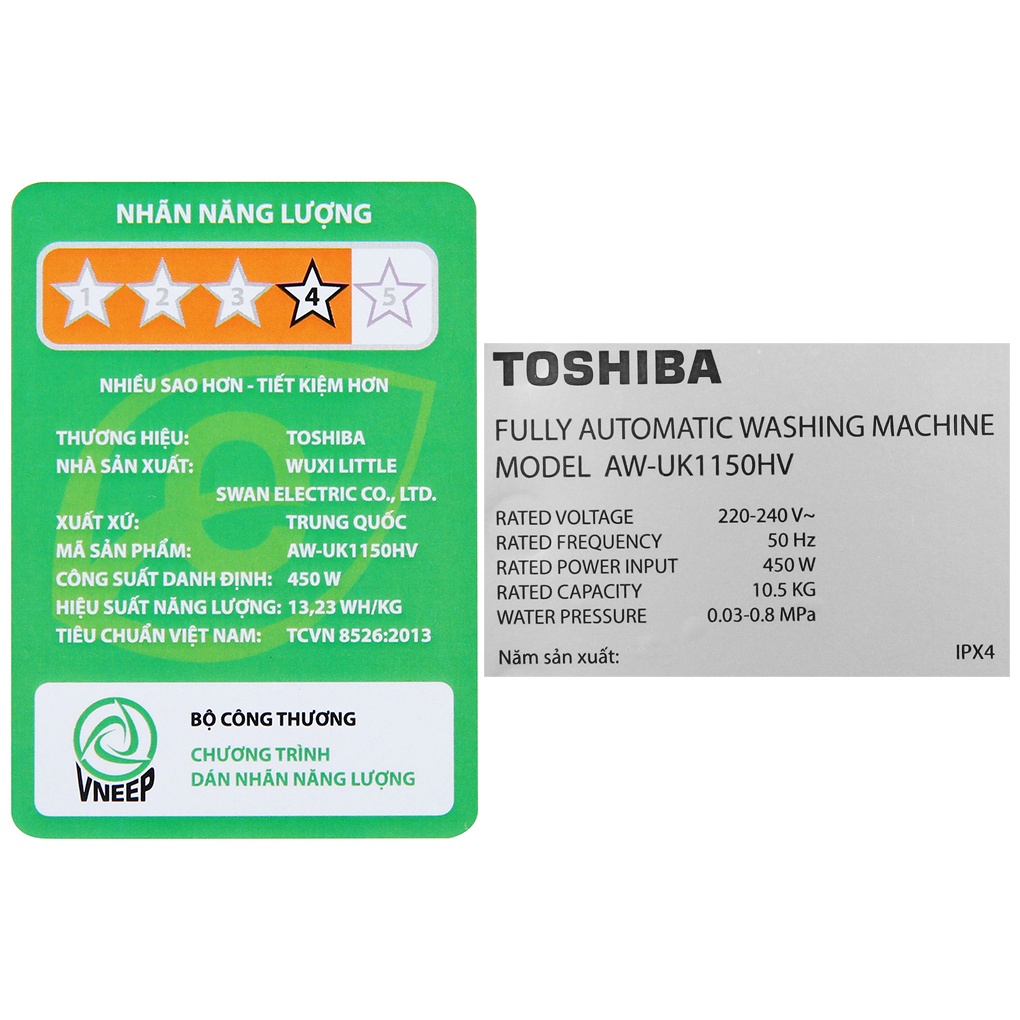 Máy giặt Toshiba 10.5kg AW-UK1150HV - Chính hãng BH 24 tháng - Miễn phí lắp đặt