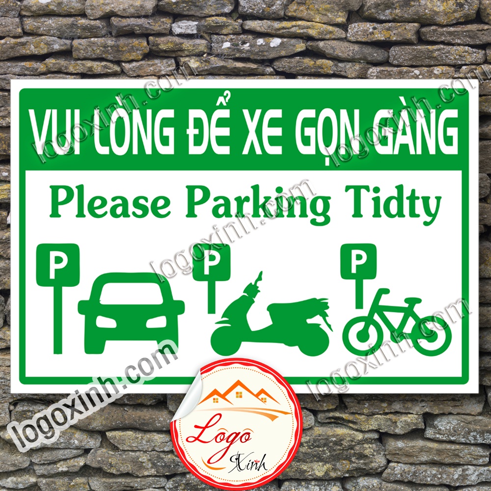 LOGO STICKER ĐỖ XE GỌN GÀNG, BIỂN CHỈ DẪN NHẮC NHỞ ĐẬU XE GỌN GÀNG - PARKIND TIDTY