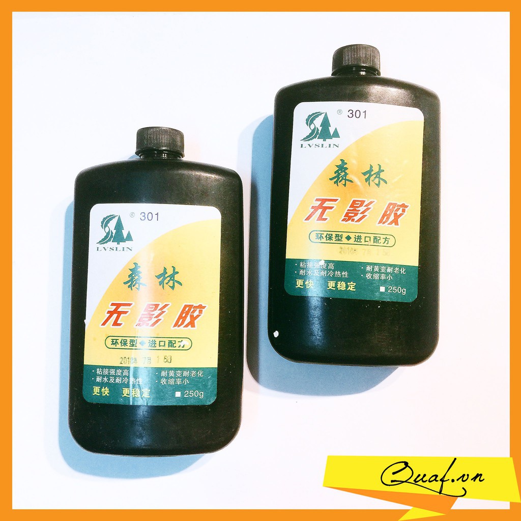 Keo UV Dán Pha Lê. Thủy Tinh, Kính, Mika Trong Suốt Chai Lớn 250ml