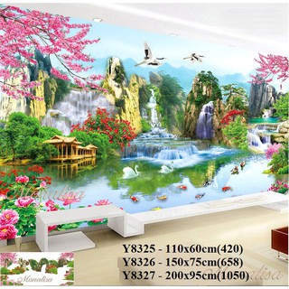 Tranh đính đá phong cảnh sơn thủy hữu tình Y8325 Y8326 Y8327