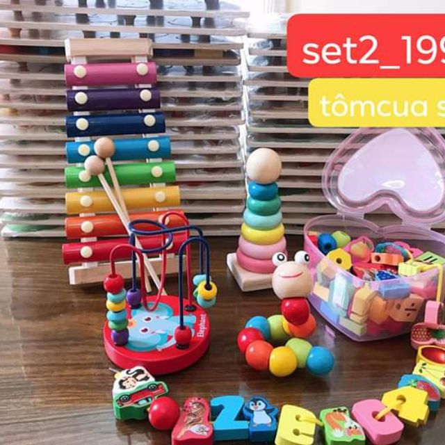 Combo 5 món trò chơi gỗ dành cho bé từ 8m đến 4y