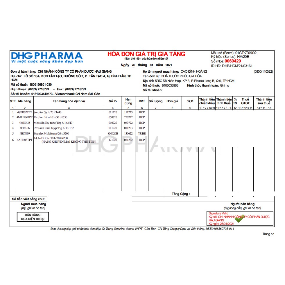 Viên sủi bổ sung vitamin Bocalex Multi / DHG (Tuýp 20 viên)