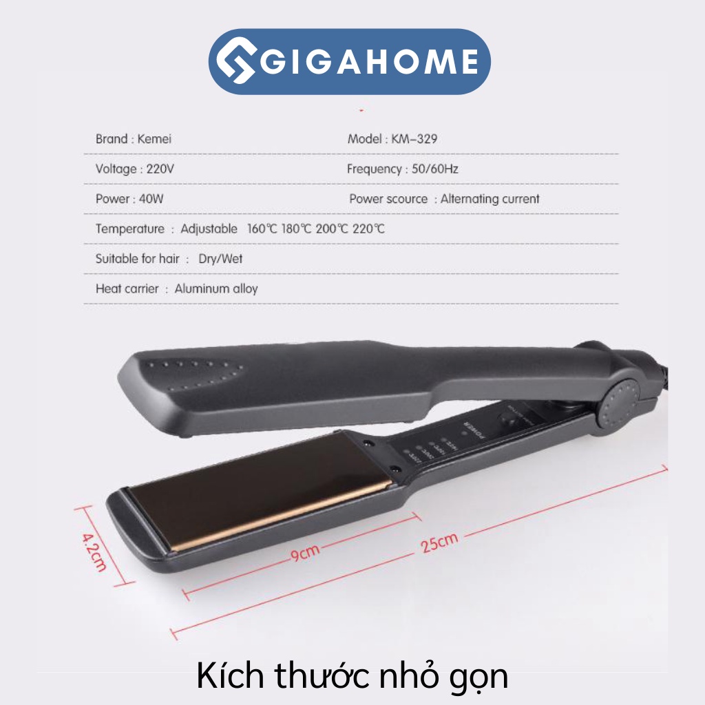 Máy Duỗi, Ép Thẳng Tóc GIGAHOME 4 Mức Điều Chỉnh Nhiệt 7647