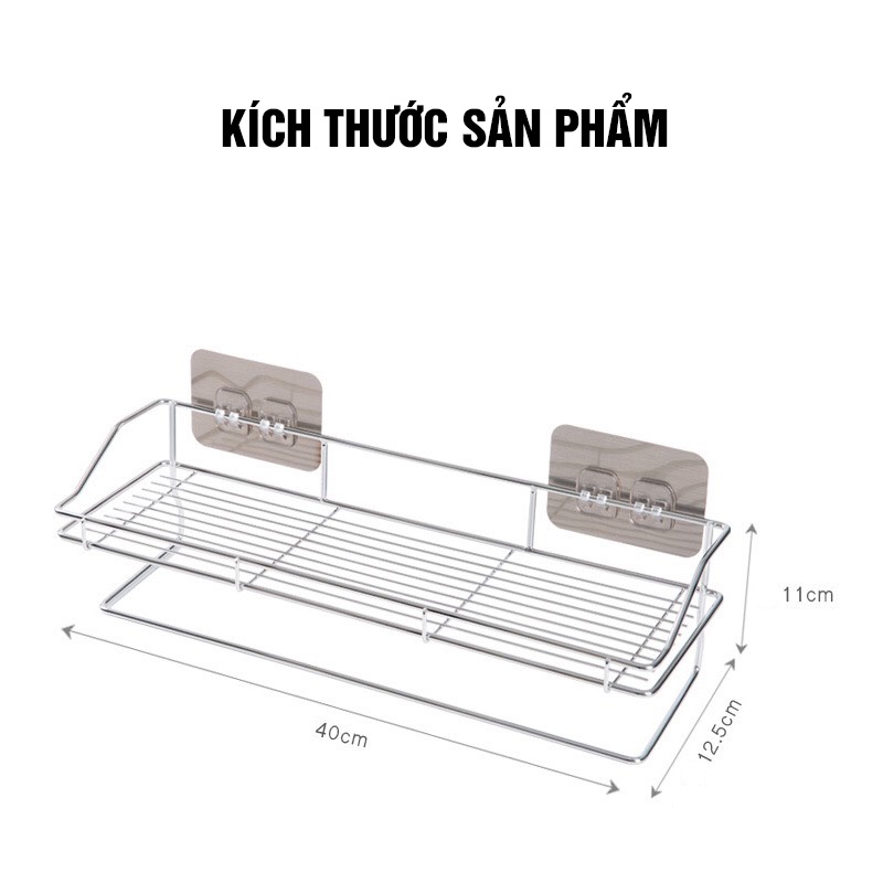 Giá Gia Vị Để đồ Inox Dán Tường Kệ Treo Tường Nhà Tắm Phòng Bếp Inox Siêu Bền Có Thanh Treo Khăn Tiện Lợi