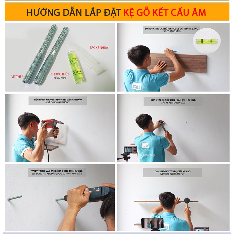 Kệ Trang Trí Treo Tường Dài 30cm Thương Hiệu SIB Decor Đơn Giản, Tinh Tế Với Kết Cấu Chịu Lực Giấu Chân