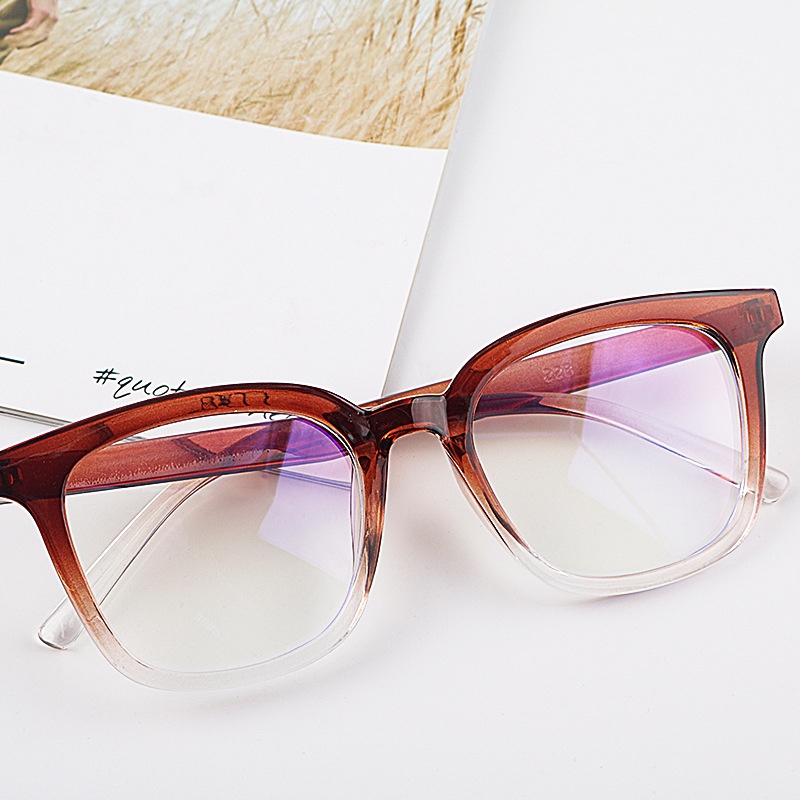 Mắt Kính Gọng Vuông Tròng Vuông Màu Gradient Chống Ánh Sáng Xanh Phong Cách Retro