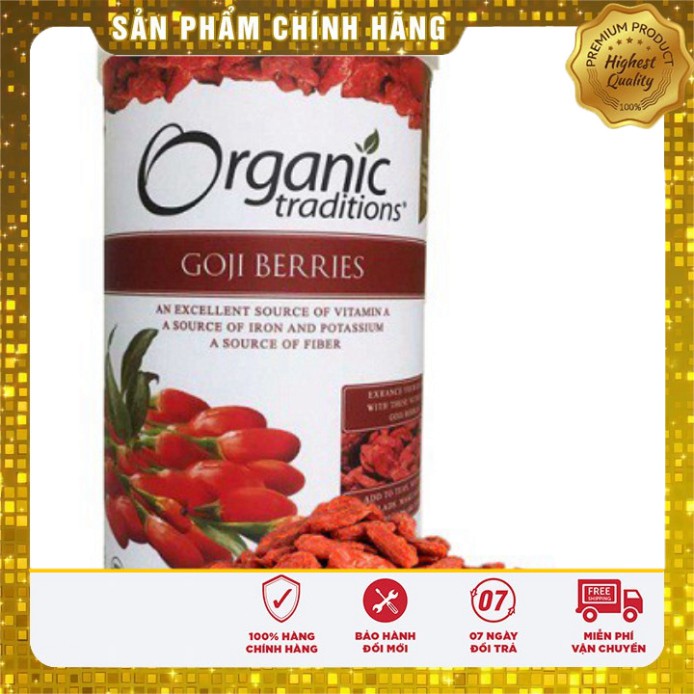 Kỷ Tử Đỏ Hữu Cơ Sấy Khô 453gr 💝FREESHIP💝 Hạt Kỷ Tử Khô Organic Traditions Nhập Khẩu Mỹ