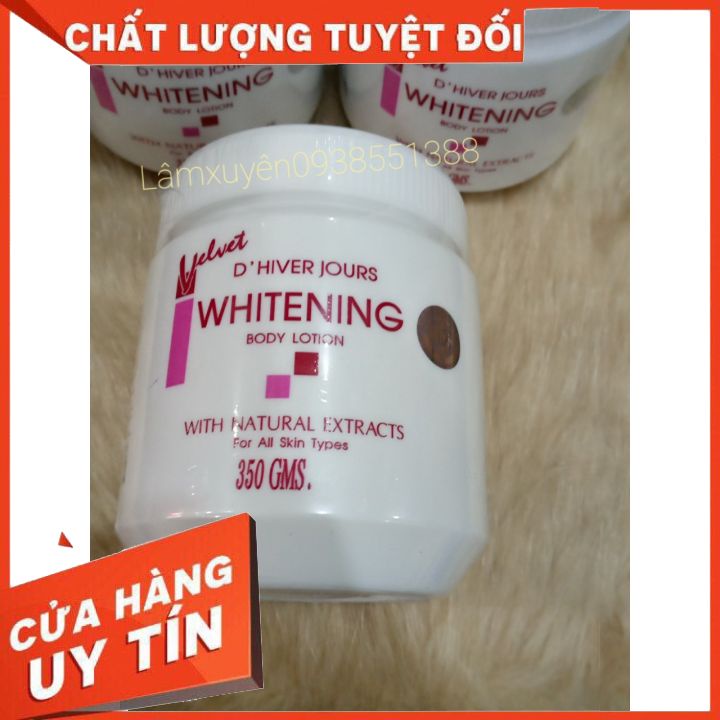 Kem velvet WHITENING 350G  FREESHIP  giúp làm trắng da, không trắng ảo , cải thiện khô da sần sùi ,không bị bắt nắng .