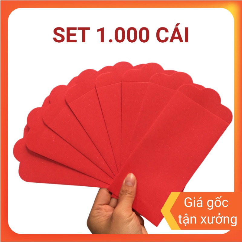️🥇Sỉ 1000 bao lì xì đỏ trơn dán sẵn dùng cho vẽ thư pháp, thiết kế, sáng tạo, giấy Op120, size 8x16cm