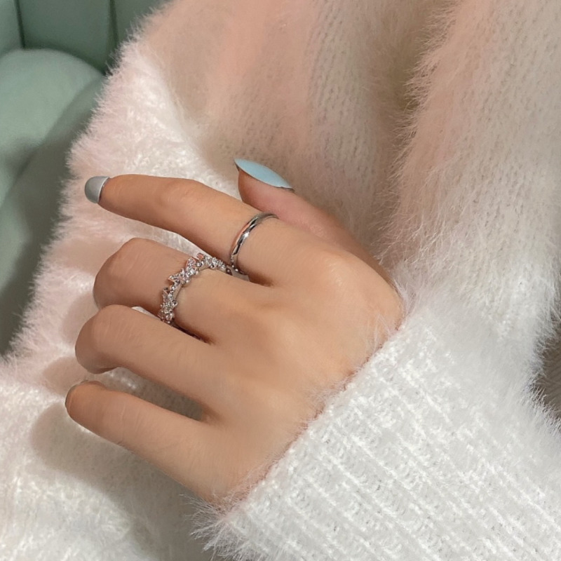 Nhẫn Hở Hình Bướm Đính Đá Phong Cách Hàn Quốc