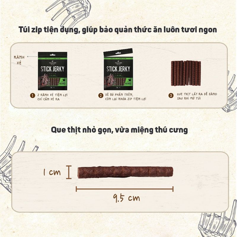 BOWWOW Lamb Stick Jerky túi 500g ( Thịt cừu que )