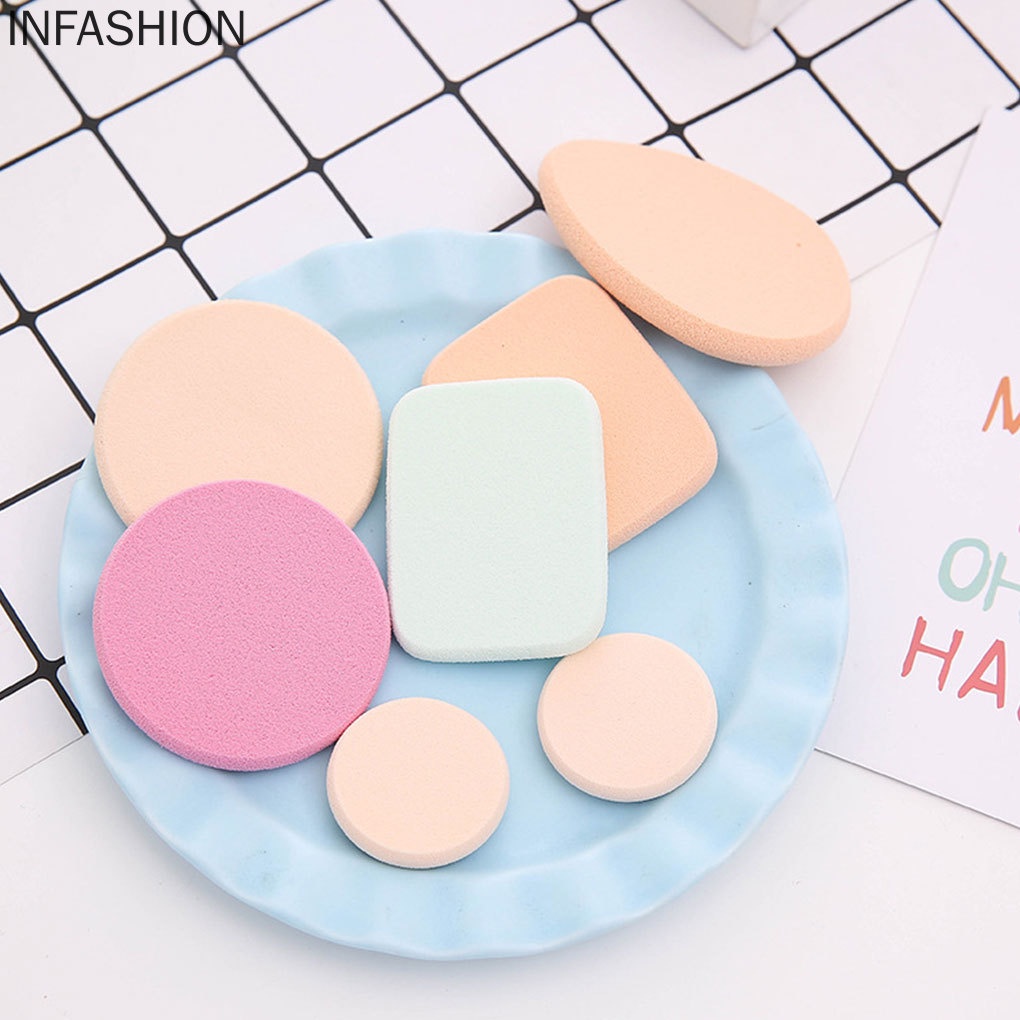 [Hàng mới về] Set 7 mút trang điểm có thể sử dụng khô và ướt tiện lợi hợp vệ sinh