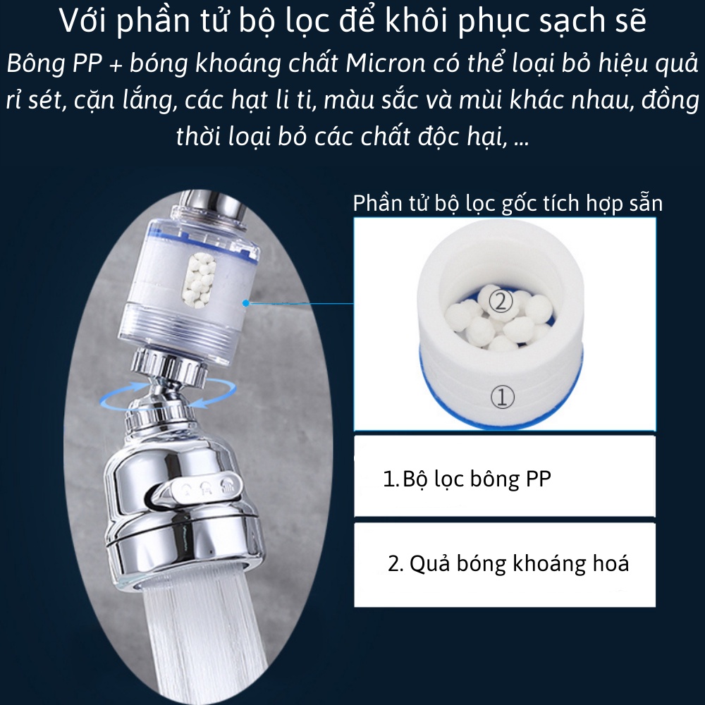 Đầu nối vòi nước, vòi rửa bát tự động tăng áp xoay 360 độ NANALI STORE