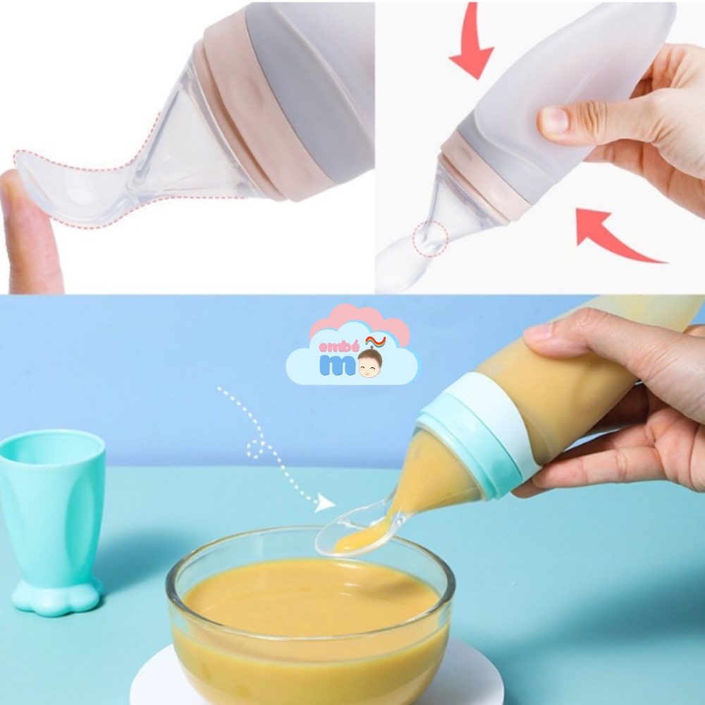 Bình Thìa Bón Ăn Dặm MOLLI 90ml Cho Bé - Bình Thìa Silicon Cho Bé