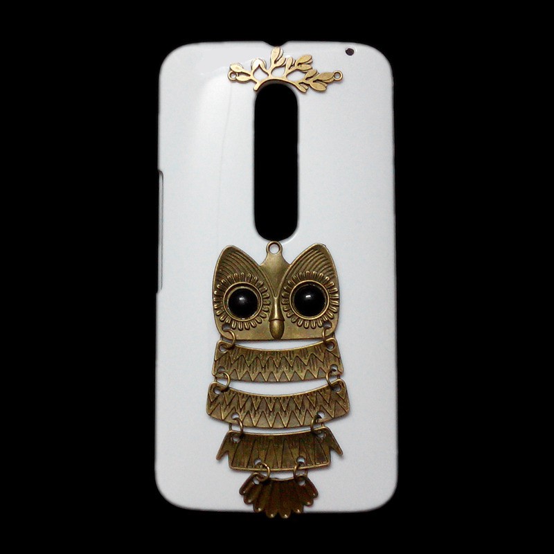 3D Cute Retro Metal Owl Branch Leaves Back Hard Cover Case for Motorola Moto X Style Pure Edition
