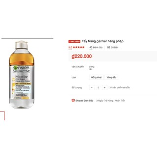 Tẩy trang garnier hàng pháp