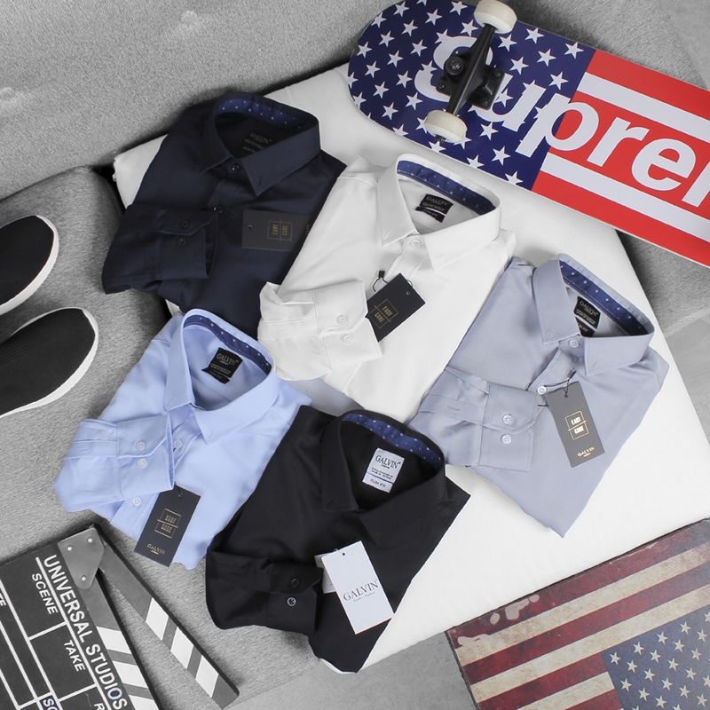 Sơ mi nam Galvin cotton basic co giãn 4 chiều , áo sơ mi công sở - Leo Vatino