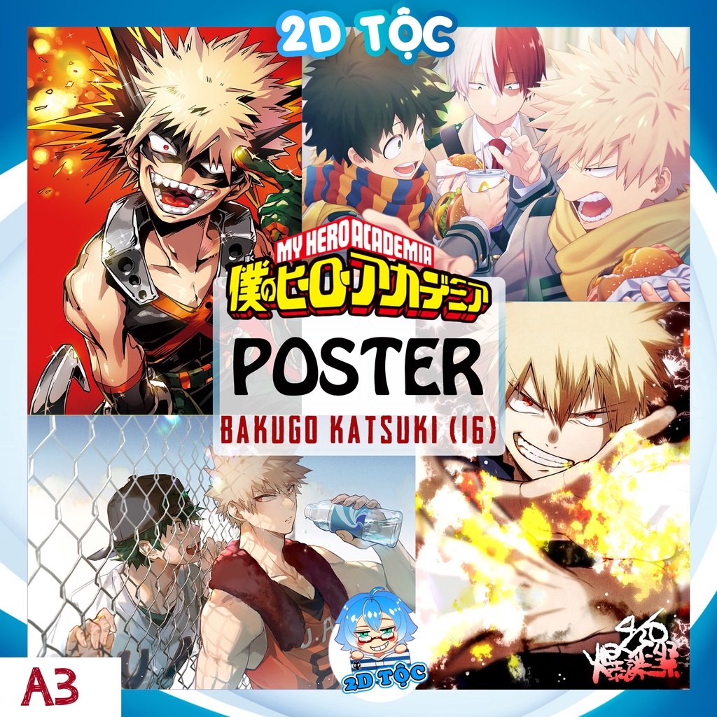 Tranh poster A3 Bakugo Katsuki (16) Anime Manga My Hero Academia - 2D Tộc Shop