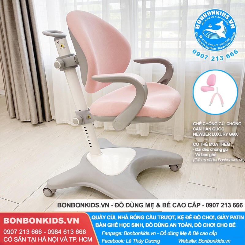 Ghế Chống Gù chống cận, Ghế học sinh Hàn Quốc Newber Luxury G600 Cao Cấp (Có tay vịn) | BigBuy360 - bigbuy360.vn
