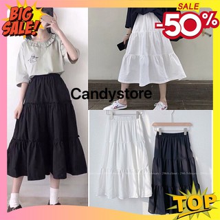 Chân váy 🦋 Vintage váy trắng và đen dáng dài chất cotton mix kèm áo len gile khoác áo thun hay cadigant áo kiểu 2 dây