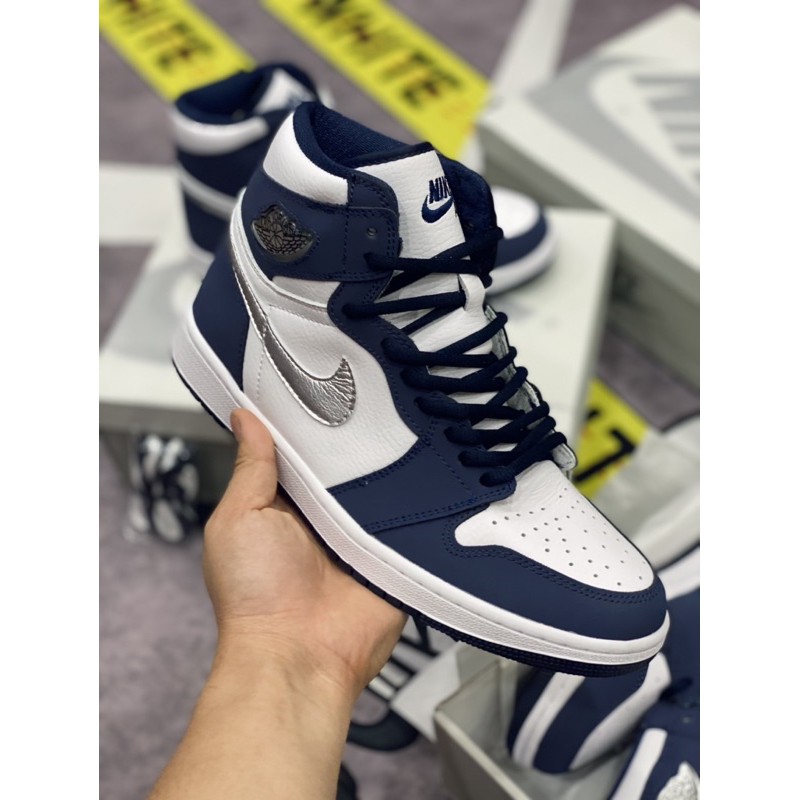 [AGsneaker] Giày thể thao cổ cao màu navy chân bè fit lên 1 size.... | BigBuy360 - bigbuy360.vn