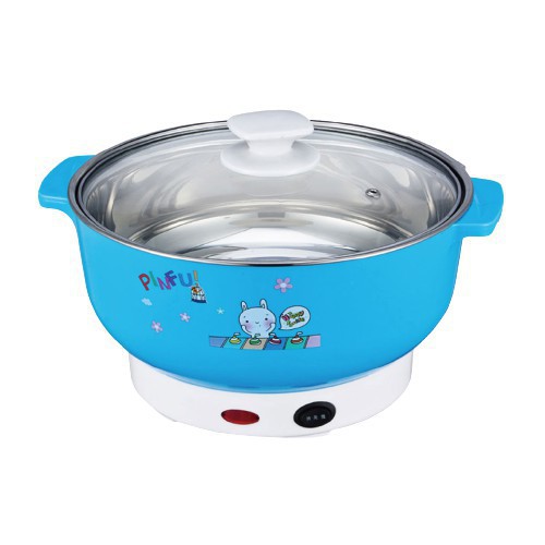 Nồi Lẩu Đa Năng NIKAI 28Cm, Nồi Điện Mini Nắp Vung Kính Chịu Lực Công Suất 1000W Dành Cho Cả Gia Đình