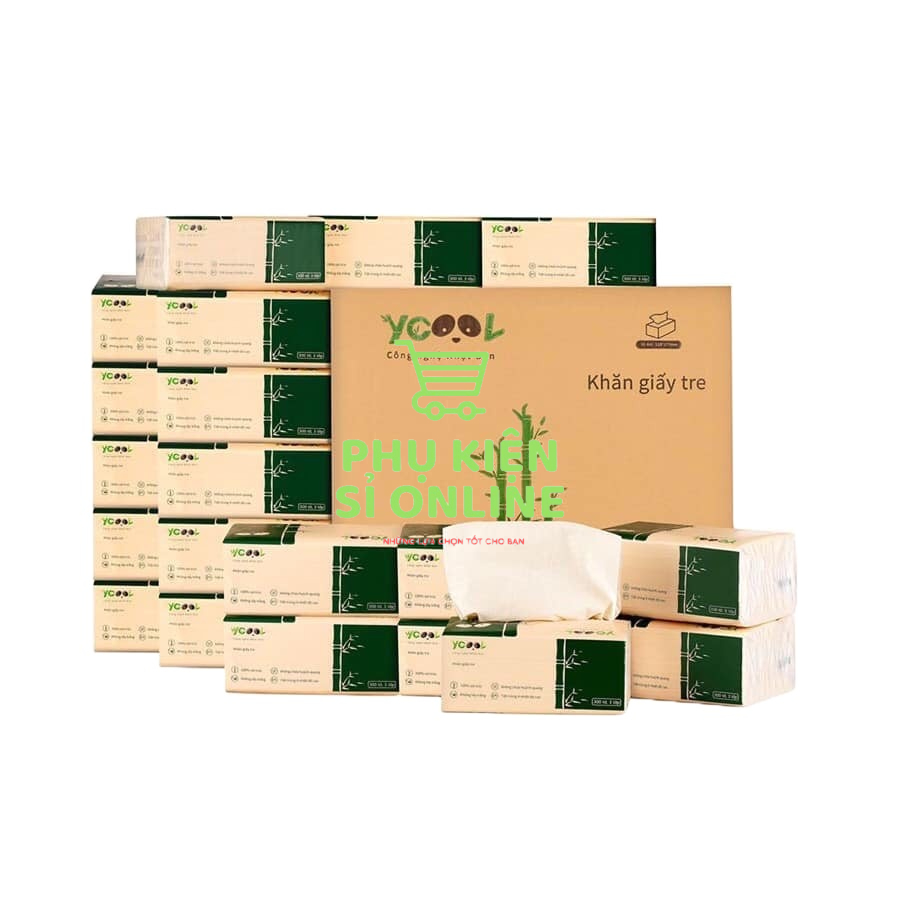 Thùng 30 gói/300 tờ/4 lớp Giấy ăn Gấu Trúc YCOOL/khăn giấy rút mịn, dai, không mùi, không chất tẩy trắng Store4girls
