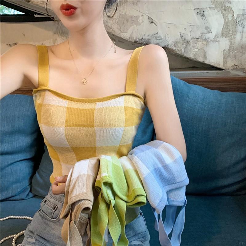 Áo dây hoạ tiết kẻ sọc caro thiết kế nữ tính thanh lịch