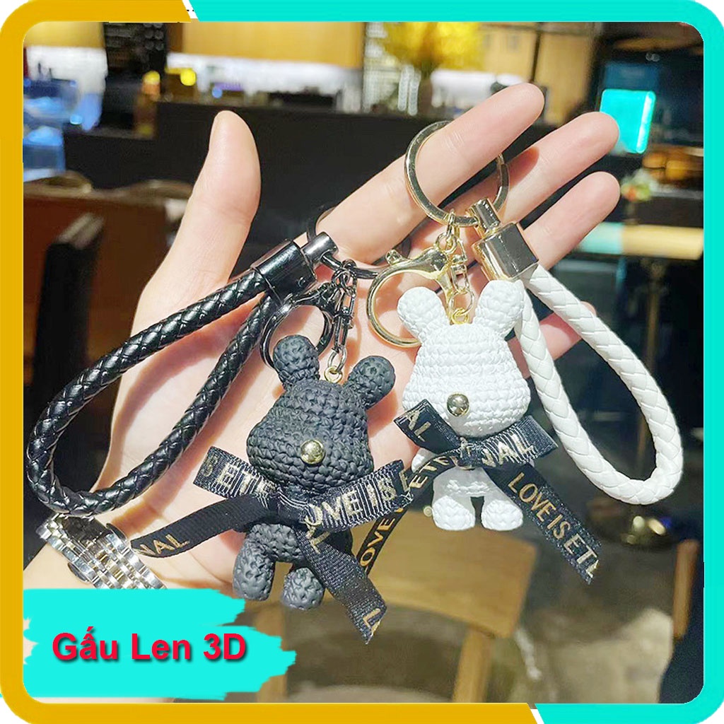 Móc Khóa Hình Gấu Hoạt Hình Dễ Thương, Gấu Len Gradient,Trang Trí Chìa Khóa Xe,Túi Xách, Balo, Mẫu Mới KB02