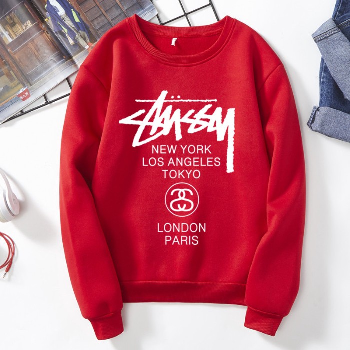 Stussy Áo Sweater Tay Dài Cổ Tròn Dáng Rộng Lót Nhung Thời Trang Cho Cặp Đôi | BigBuy360 - bigbuy360.vn