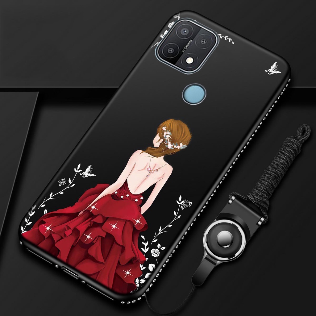 ỐP ĐÍNH ĐÁ OPPO A15/A15S HÌNH CÔ GÁI CAO CẤP ( Tặng Kèm Dây Đeo)