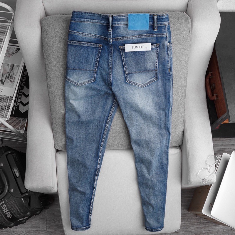 Quần jean Nam Xanh đen- ống ôm - jean co giãn thời trang | BigBuy360 - bigbuy360.vn