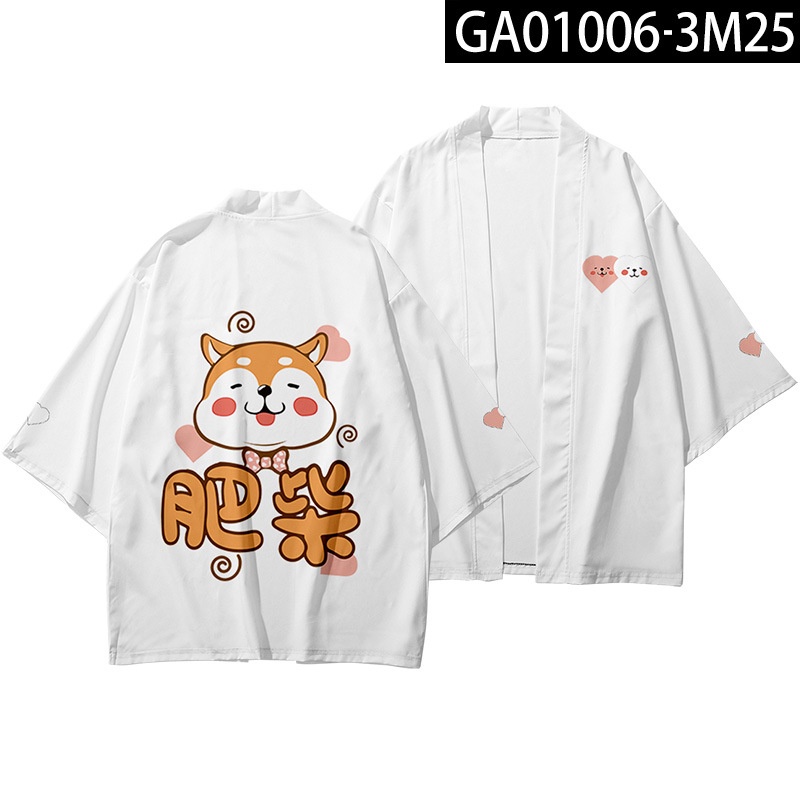Áo Choàng Kimono Chống Nắng Dáng Rộng In Họa Tiết Kỹ Thuật Số Phong Cách Akita Shiba Inu Mới Cho Nam Và Nữ