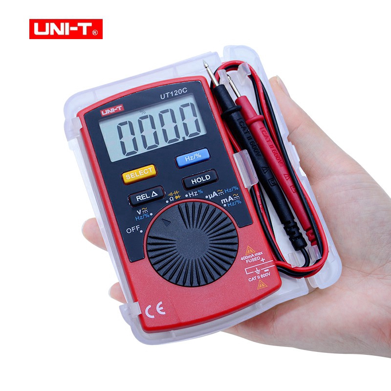 【100%Original Agent】Easy Carry  UNI-T UT120C Mini Pocket size  600V 400mA Digital multimeter  Tester Voltage Current Meter  Resistance Capacitance Meter