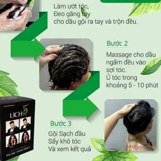 Dầu Gội Đen Tóc Thảo Dược Lich5 ( hộp 10 gói)