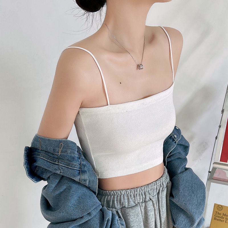 Áo Thun Nữ - Áo Croptop Hai Dây Cọng Bún Siêu Co Giãn Tiện Lợi | BigBuy360 - bigbuy360.vn