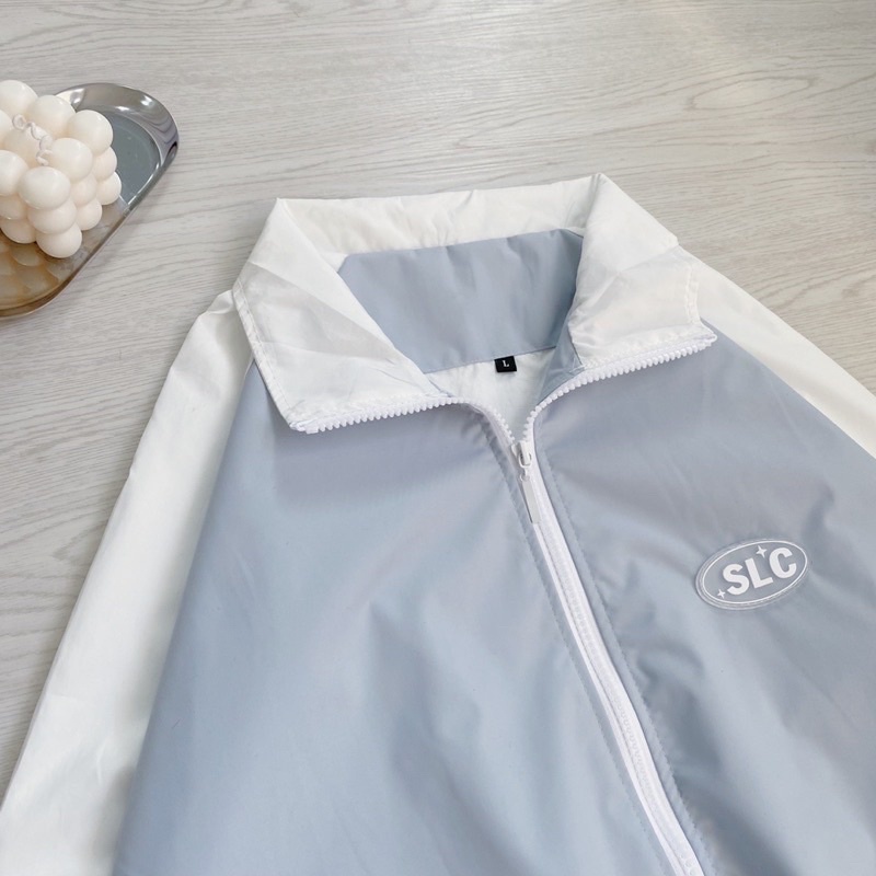 Áo khoác dù cỗ bẻ có dây kéo form rộng, Áo khoác dù unisex SLC