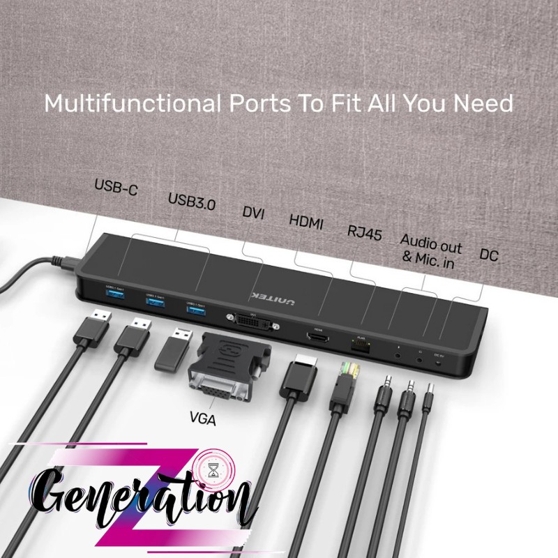 Dock Full Chuẩn Cho Lapto Unitek D001A - Bộ Chuyển Full Chuẩn Cho Laptop Unitek D001A