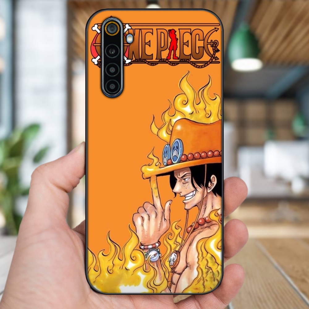 Ốp lưng Realme 6, 6 Pro viền đen in hình Ace One Piece
