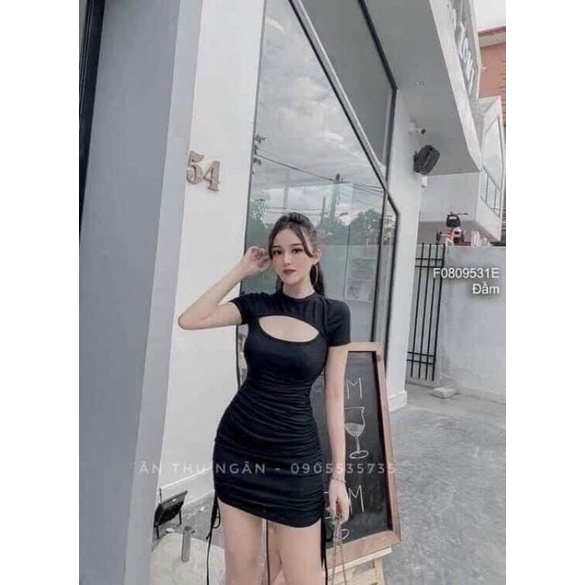 Đầm bigsize body khoét ngực rút 2 bên siêu tôn dáng