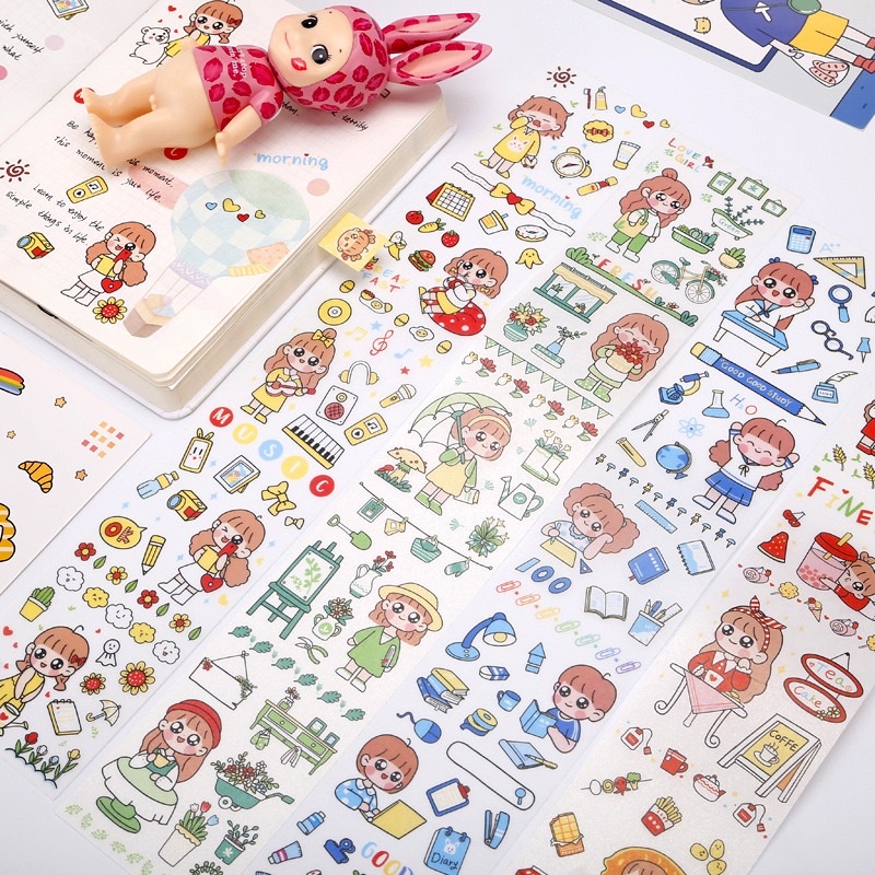 Miếng Dán Sticker Chống Thấm Hình Cô Gái Cực Kỳ Xinh Xắn Đáng Yêu
