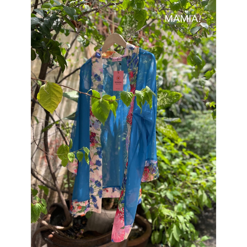 Áo khoác Kimono MA'MIA tơ viền hoa cao cấp