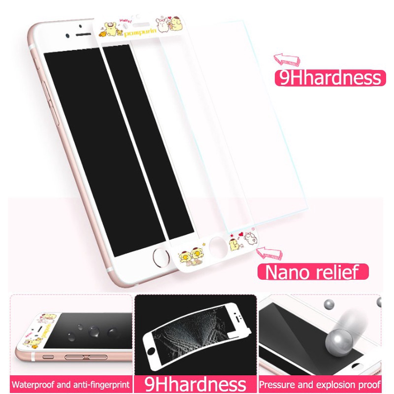 Miếng dán màn hình iphone XS MAX XR cường lực bảo vệ màn hình điện thoại in họa tiết hoạt hình iphone SE 6 7 8plus