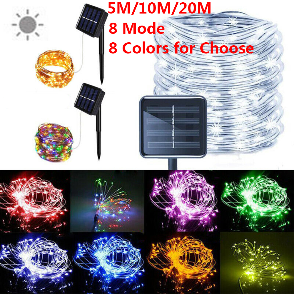 Dây đèn led sử dụng năng lượng mặt trời chống thấm nước dùng trang trí dài 5/10/20m