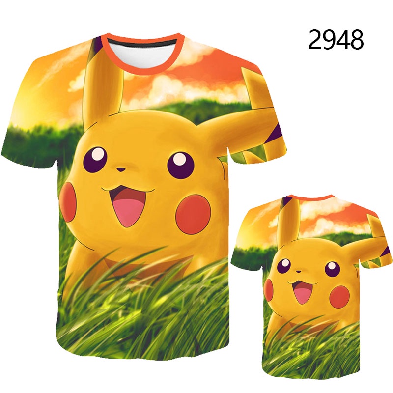 Pikachu Trẻ em Áo phông Phim hoạt hình Anime Nam và Nữ Quần áo phổ thông