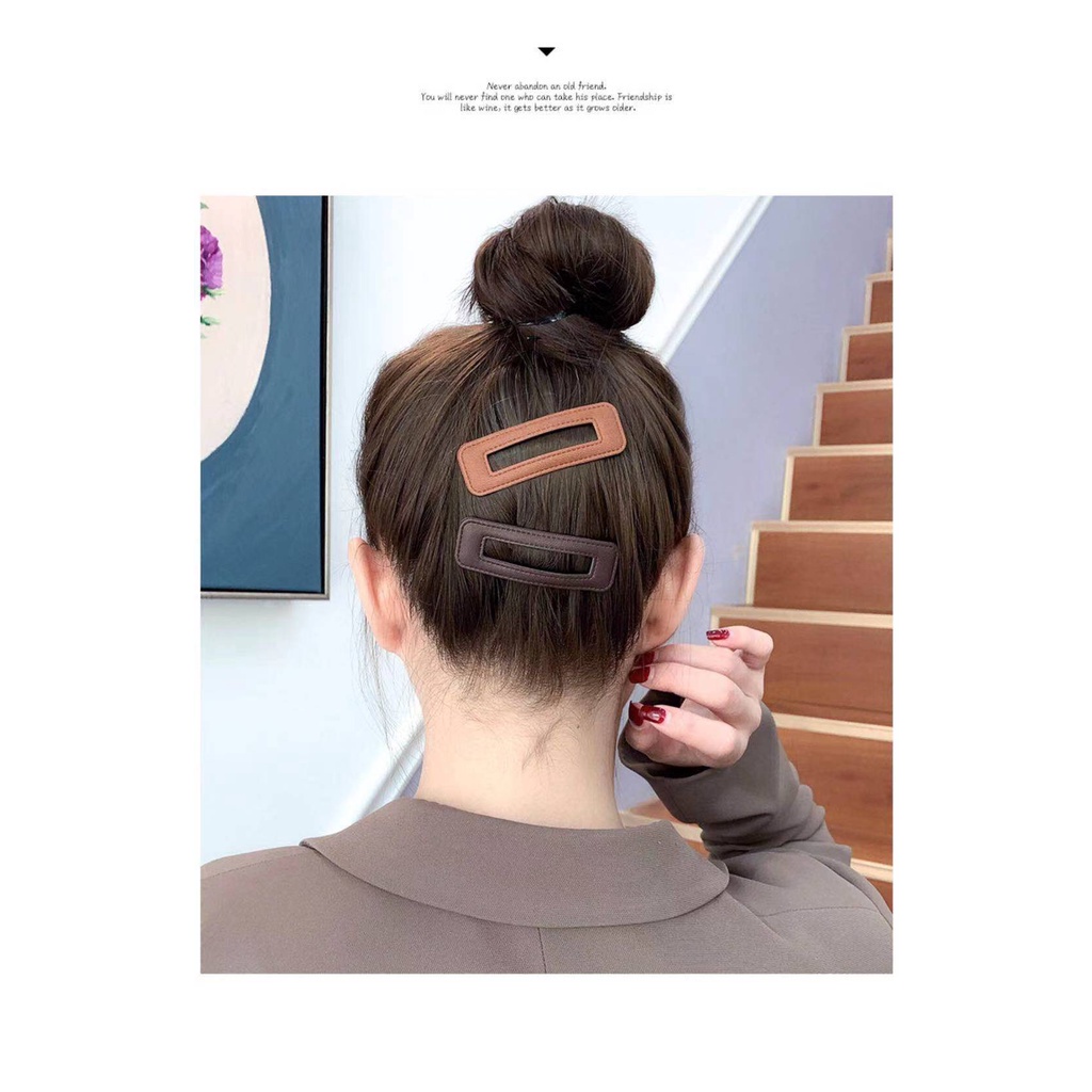 Kẹp tóc da PU phong cách retro Hàn Quốc thời trang thu đông cho phái nữ