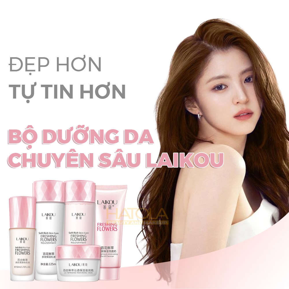 Bộ dưỡng da cấp ẩm trắng hồng tự nhiên Laikou gồm Sữa Rửa Mặt Nước Hoa Hồng Sữa Dưỡng Da Kem Dưỡng, Kem Nền