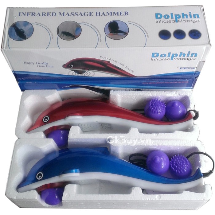 (HÀNG SẴN) Máy Massage Cầm Tay Hình Cá Heo Lớn 3 Đầu Dolphin loại lớn với 3 chế Độ