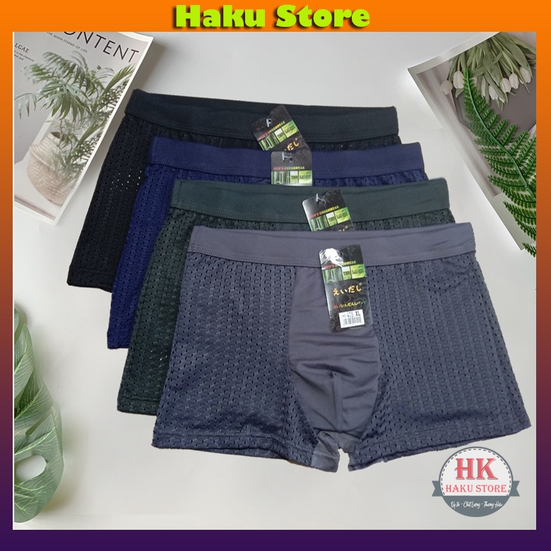 Quần sịp đùi Nam thông hơi cao cấp mẫu cạp to, Quần sịp lưới Nam Boxer thông hơi siêu thoáng mát hàng xuất Nhật - TH09
